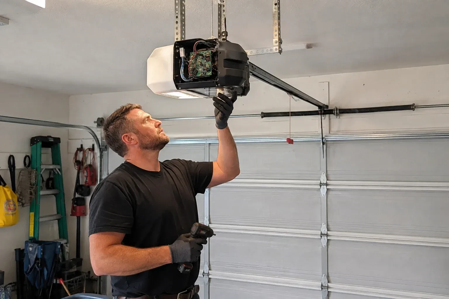 Illustrative garage doors scene — Belt-Drive Opener Repair, Lincoln