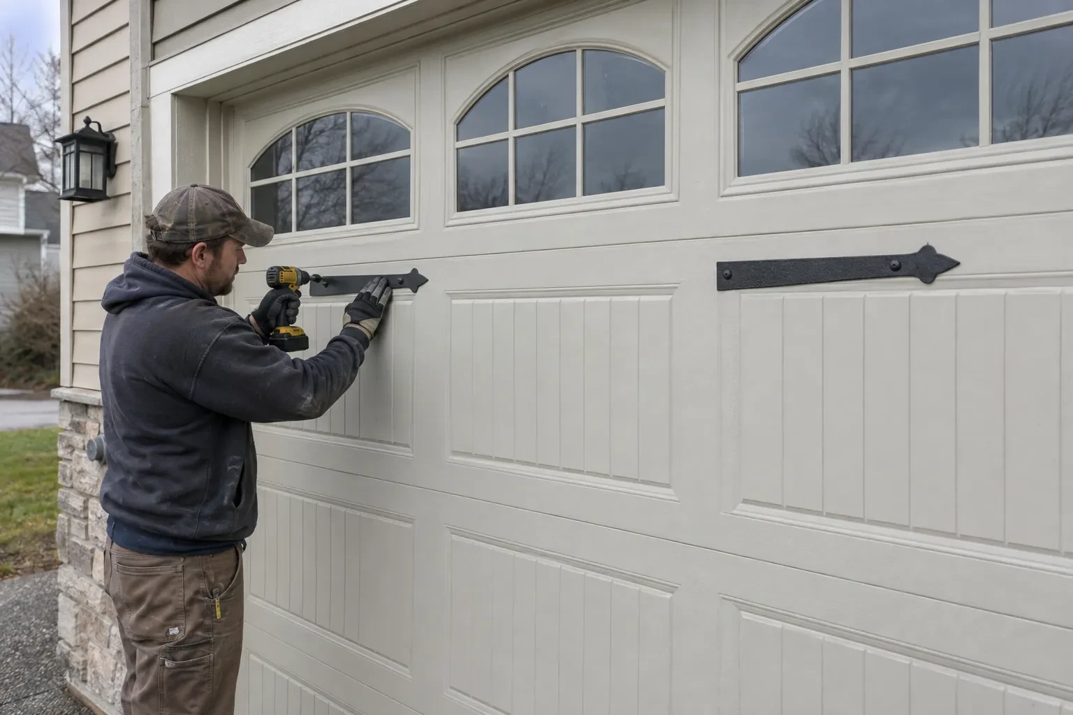 Illustrative garage doors scene